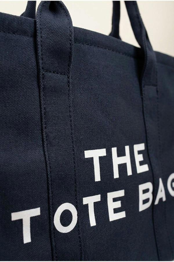 Chloe Womens Canvas Slogan Tote Bag - Navy