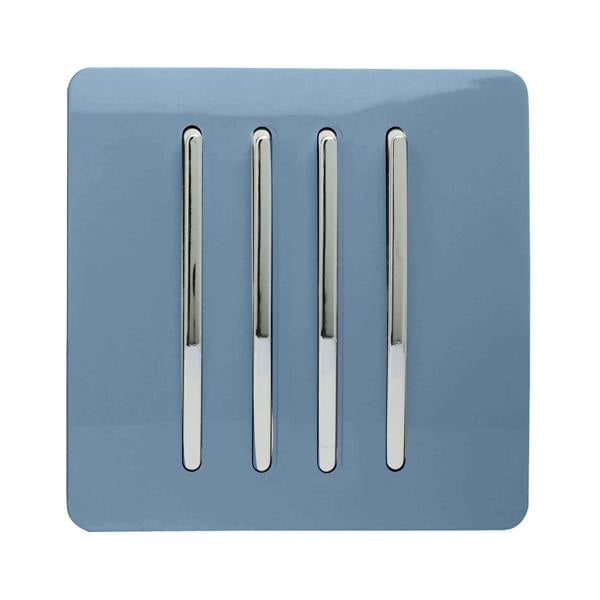 Trendi Switch 4 Gang 1 or 2 way Rocker Light Switch in Sky Blue