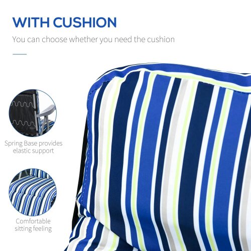 Bobobiy Reclining Garden Chair Set of 2, 5-Level Adjustable Zero Gravity Chairs with Cushions, Blue Stripe