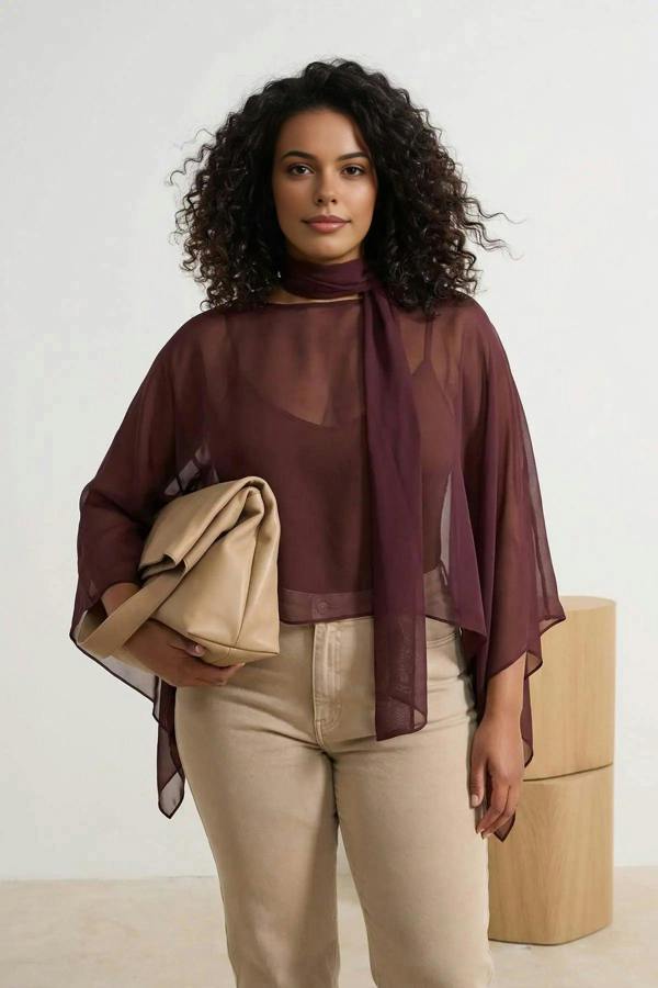 WOVCOR Chiffon Woven Plus Size Blouse
