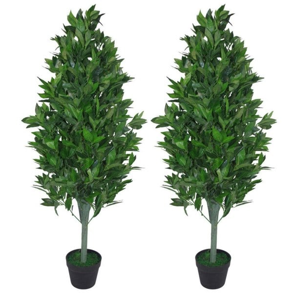 Leaf 120cm Leaf Realistic Artificial Bay Cone Pair Laurel Topiary