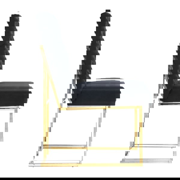 Life Interiors Single Siena Luxury Tufted Velvet Dining Chair with Gold Frame & Legs - Modern Upholstered Accent Chair