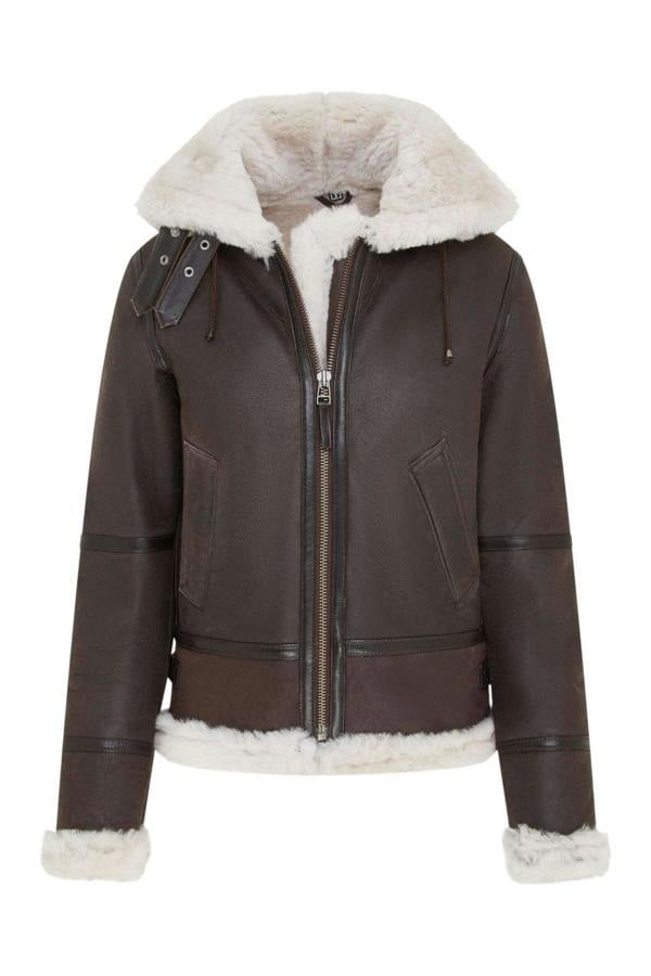 Infinity Leather Womens Hooded Sheepskin Flying Leather Jacket-Palermo