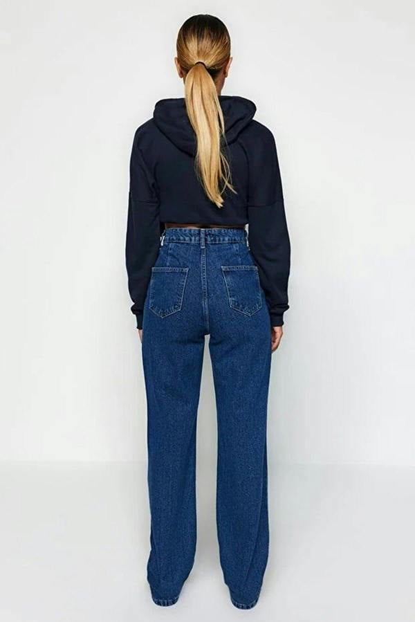 WOVCOR High Waist Wide Leg Jeans with Pocket Details
