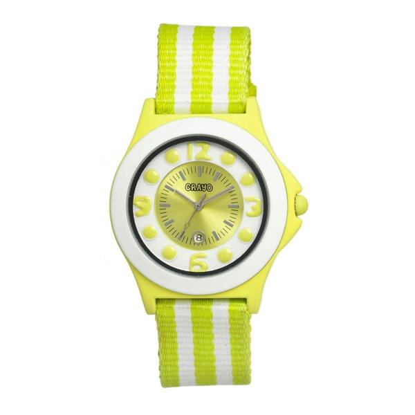 Crayo Carnival Nylon-Band Unisex Watch w/Date - Lime/White - CRACR0706