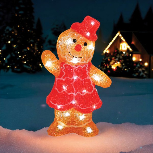 Xmas Haus Acrylic Festive Christmas LED Gingerbread Figure Battery Operated