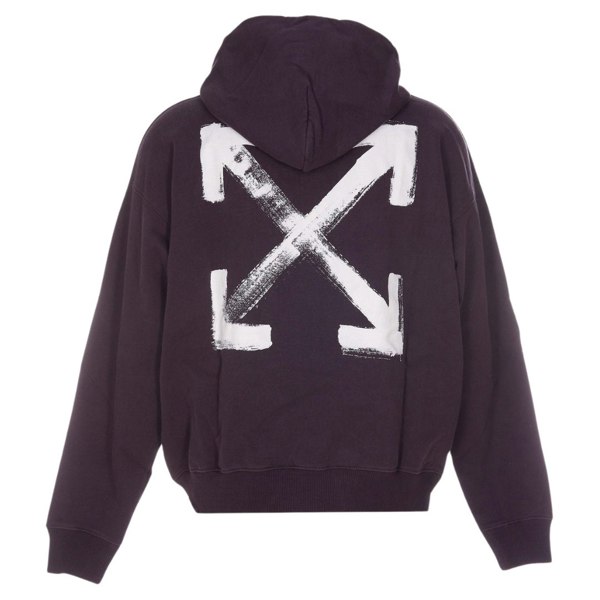 Off-White Paint Arrow Logo Slim Fit Aubergine Purple Hoodie XS