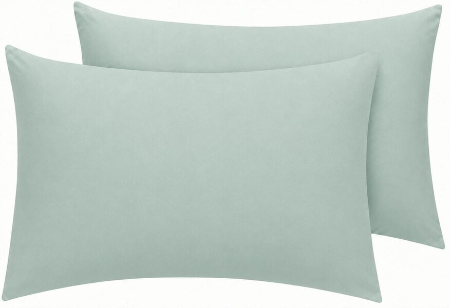 Night Zone Housewife Polycotton Pillowcases Pair – Plain Dyed Easy Care Bed Linen - Duck Egg