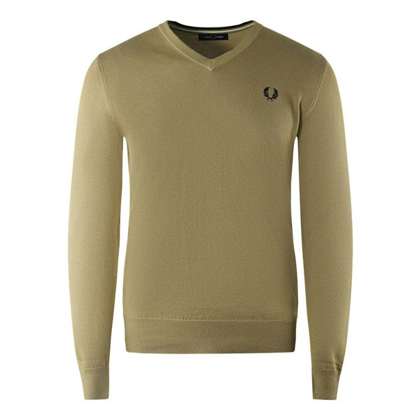 Fred Perry Warm Stone V-Neck  Jumper - Beige