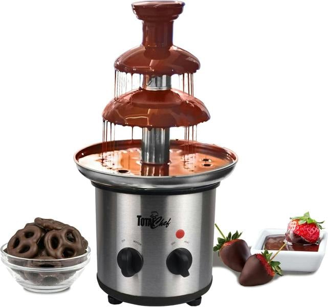 Total Chef Large Chocolate Fountain 3 Tier Electric Fondue Machine for Weddings, Parties & Events