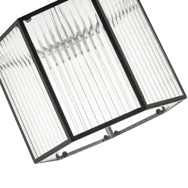Vintage Industrial Lantern Pendant Shade in Black with Ribbed Glass Image 3