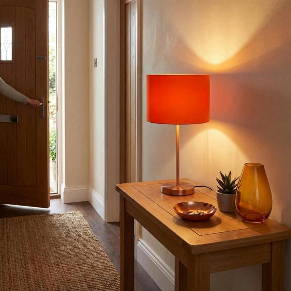 Contemporary Vivid Orange Cotton 10" Table Base or Pendant Lamp Shade Image 6