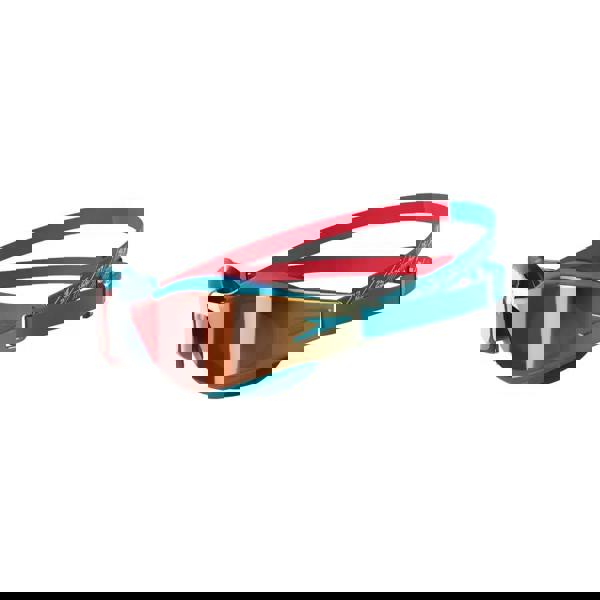 Speedo Junior Fastskin Hyper Elite Mirror Swim Goggles in blue red frame