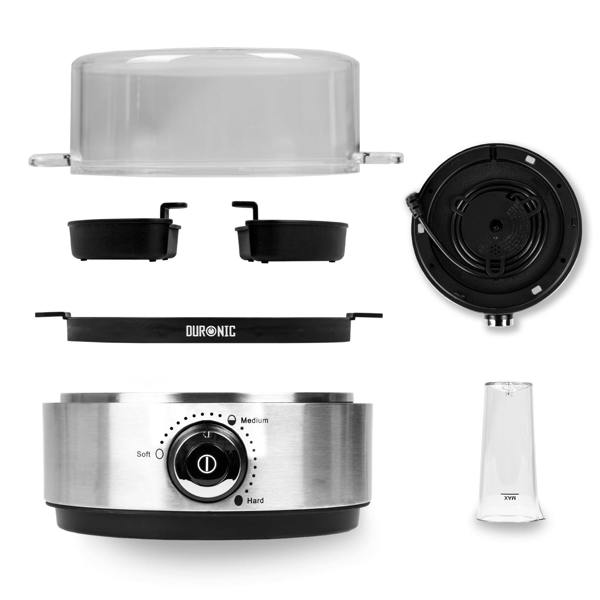 Duronic Electric Egg Boiler EB40 BK Steamer for Eggs 400W Automatic Egg Boiler Electronic Omelette Maker Poacher for 7 Soft, Medium & Hard Boiled Eggs