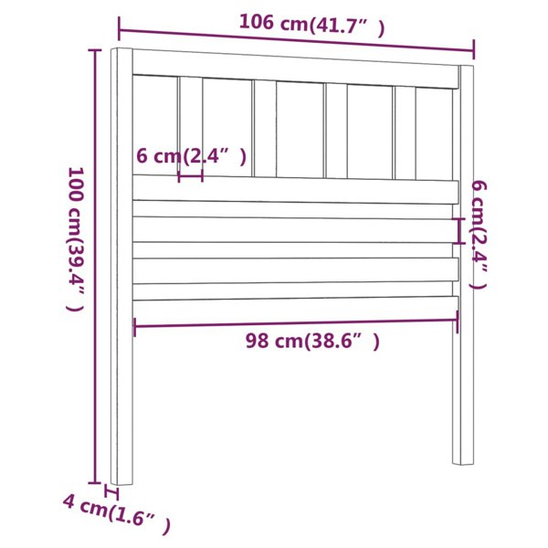 Berkfield Bed Headboard Honey Brown 106x4x100 cm Solid Wood Pine