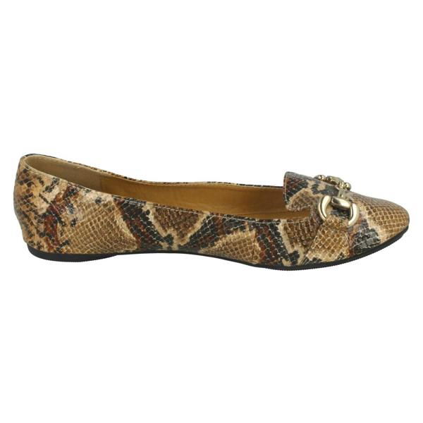 Spot On Ladies Spot On Flat Snake Print Ballerina