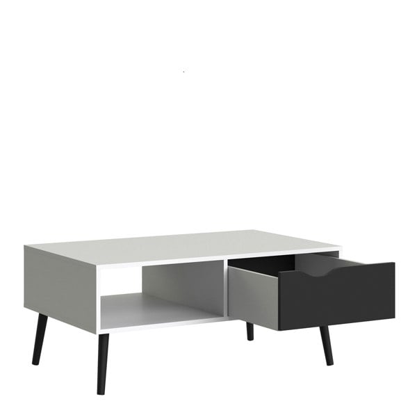 Furniture To Go Oslo Coffee Table 1 Drawer 1 Shelf in White and Black Matt