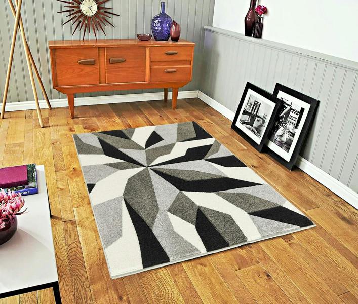 Smart Living Carved Rug Contemporary - Grey Black