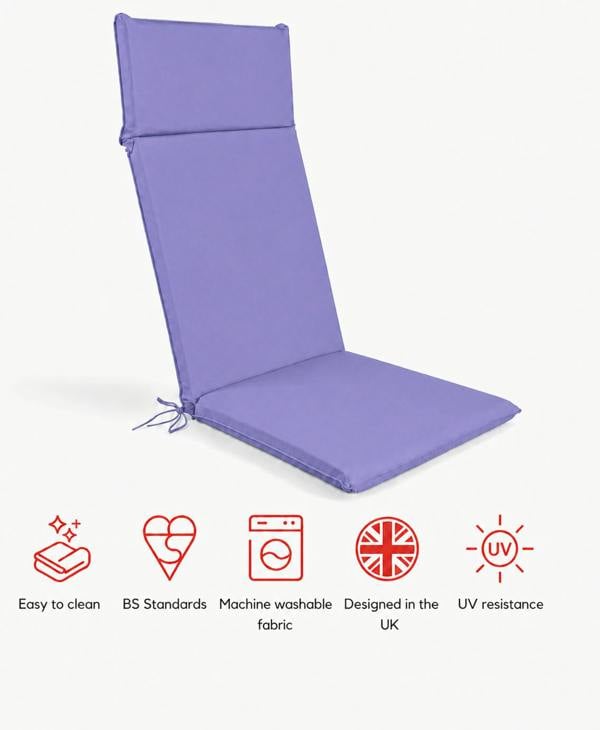 SP Range High Back Recliner Pad Garden Cushion Plum The Garden Furniture Shop
