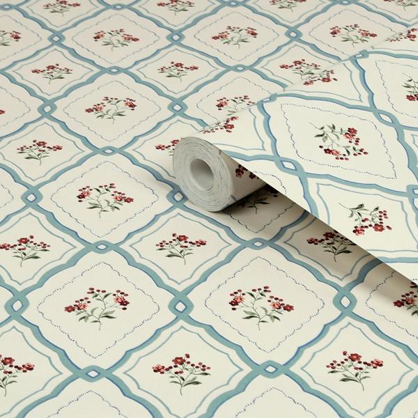 Laura Ashley Pinford Trellis Wallpaper - Pale Seaspray Blue - 10m
