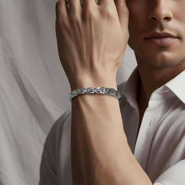 Aye Do Gifts Men's Folded Link Silver Bracelet