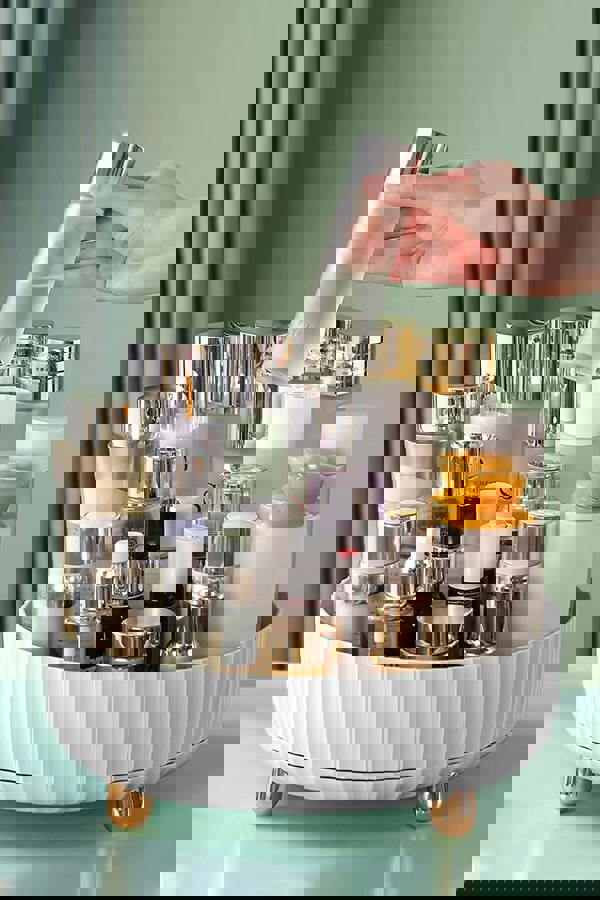 Living and Home 22CM Spinning Fruit Plate Skincare Cosmetic Organizer All-purpose Turntable-style Material Storage