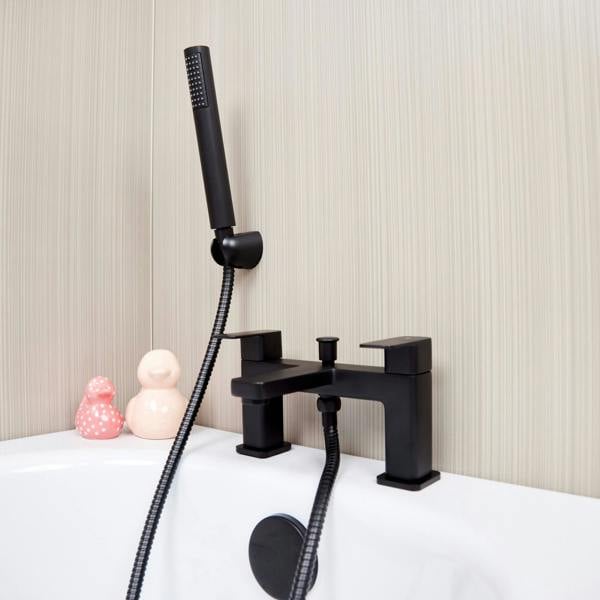 Flode Glan | Bath Shower Mixer | Including Handset and Holder | Matt Black