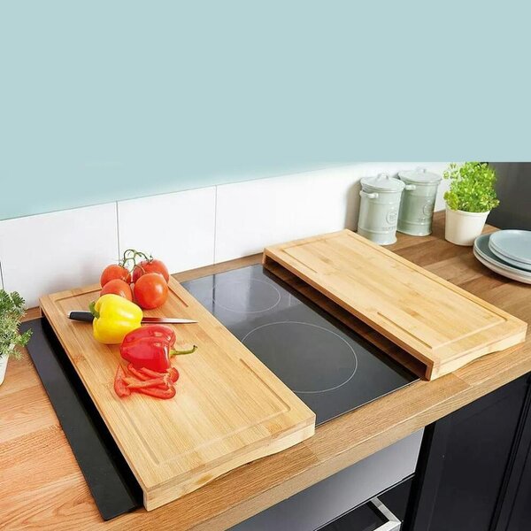 Havendro Set of 2 Bamboo Chopping Board Induction Ceramic Hob Cover Worktop Saver