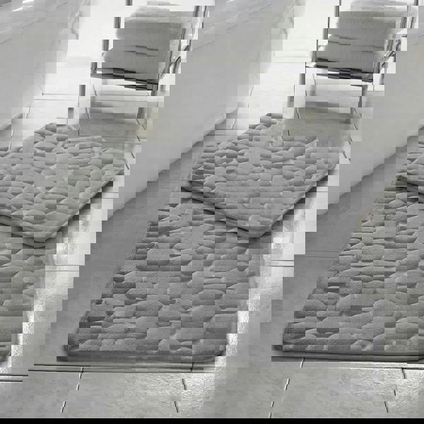 HomeSpace Direct Memory Foam Pebbles Bath Mat Set 2 Piece