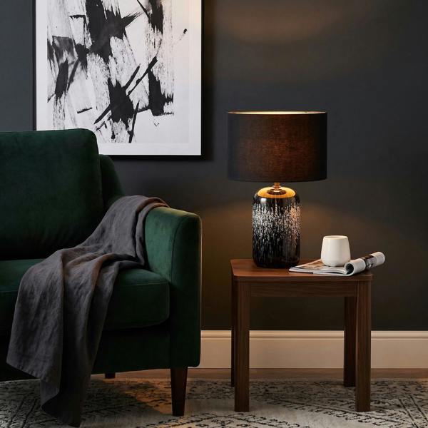 Modern Black and White Marble Drip Snowflake Glass Lamp with Shade Image 6