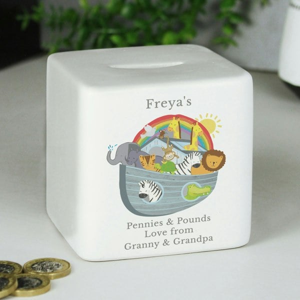 Personalised Memento Company Personalised Noahs Ark Ceramic Square Money Box