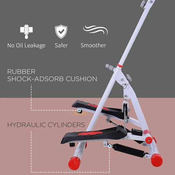 Hydraulic fitness stepper with rubber shock-absorbing cushion and safety design