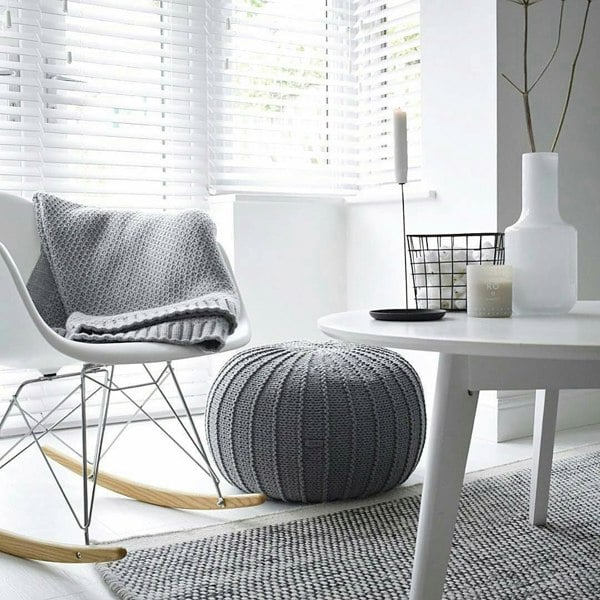 Large knitted pouffe DARK GREY - Zuri House