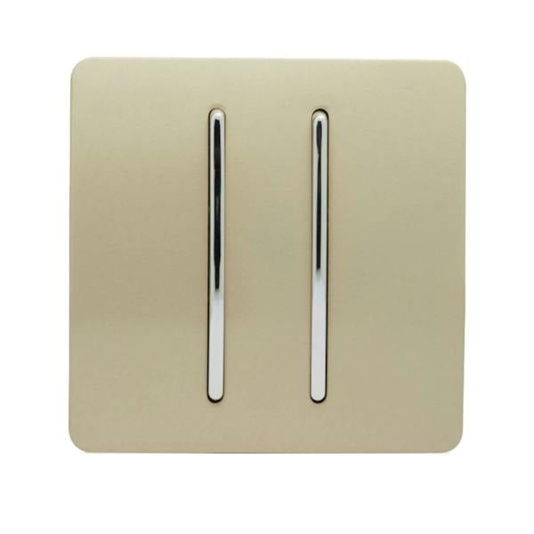 Trendi Switch 2 Gang 1 or 2 way Rocker Light Switch in Champagne Gold