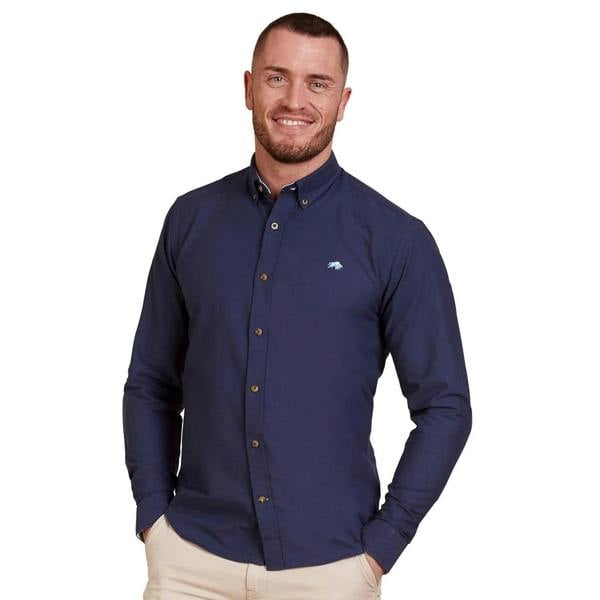 Raging Bull Mens Oxford Classic Long-Sleeved Shirt - Navy