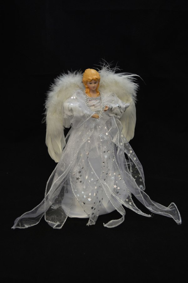 Samuel Alexander 30cm White & Silver Christmas Tree Top Fairy Angel House Decoration Ornament