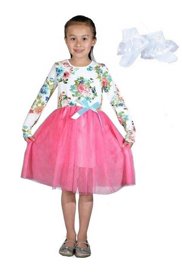 Cinda Floral Dress and Lace Socks