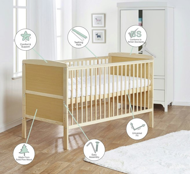 Kinder Valley Sydney Cotbed Natural with Kinder Flow Mattress