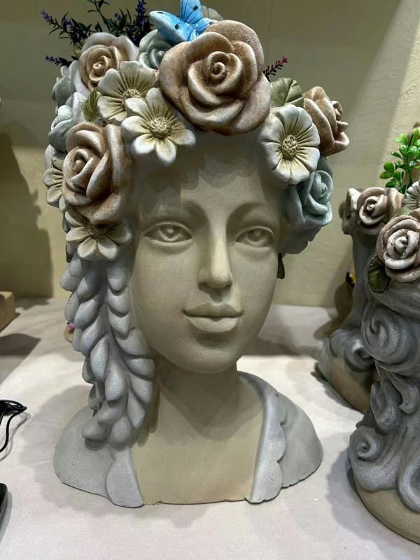 42CM FIBRE GLASS HEAD BUST PLANTER