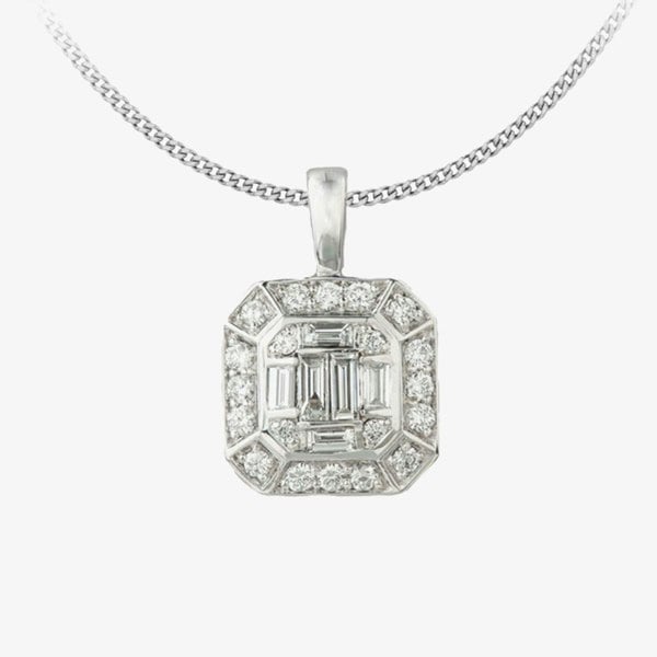 T. H. Baker 9ct White Gold 0.37ct Multi-cut Diamond Mosaic Pendant P3985W/37-9
