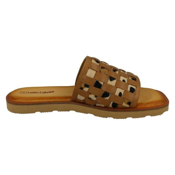 Leather Collection Ladies Leather Collection Leopard Print Sliders F00341