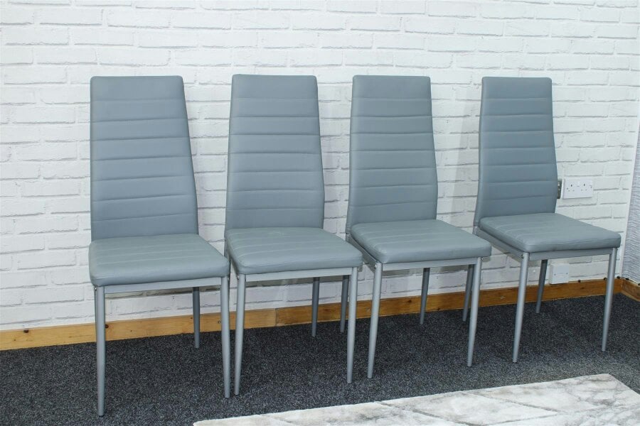 Kosy Koala Dining Chairs Set of 4 Grey Leather Kitchen Chairs