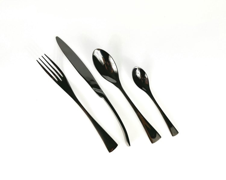 Flatware Black Stainless Steel Cutlery Sets x16/24 pieces from What a Host Home