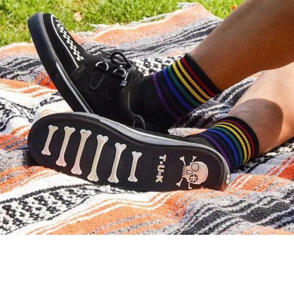 TUK Footwear TUK Pointed Creeper Sneaker Black White Suede Platform Shoes - A9182