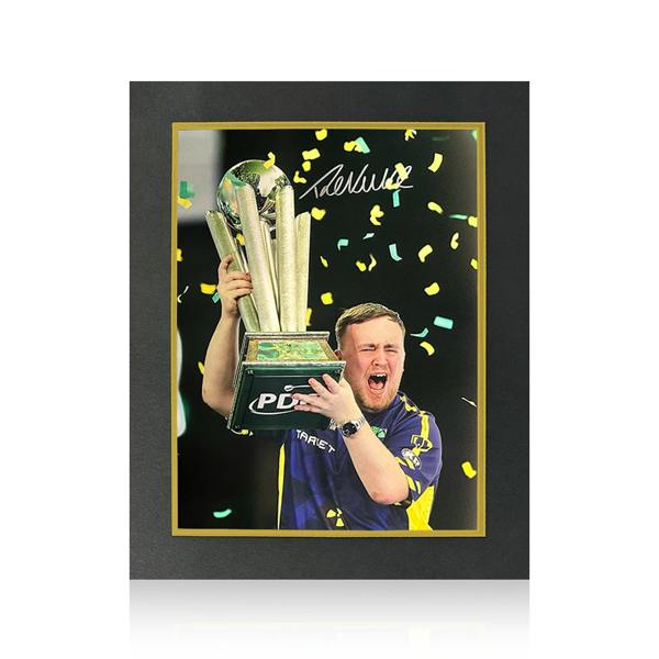 Luke Littler Signed 2025 World Champion Image Deluxe Mount