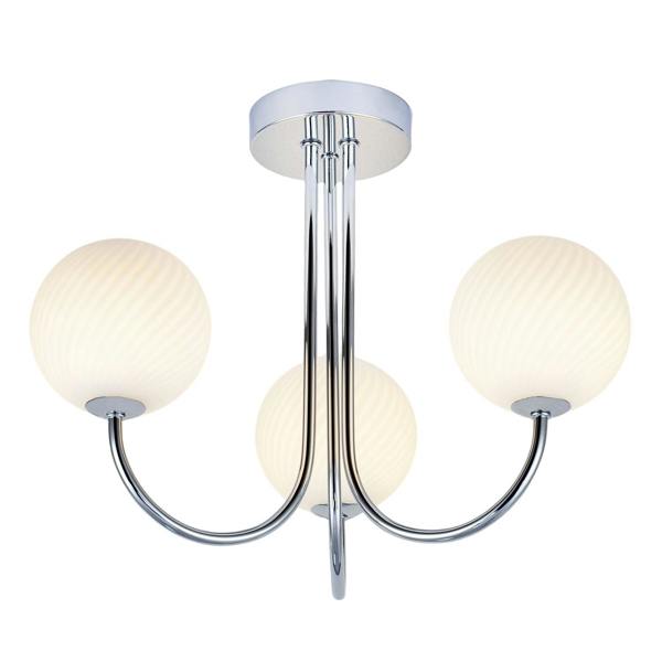 Modern Polished Chrome Plated Ceiling Light Fitting with Swirl Glass Image 4