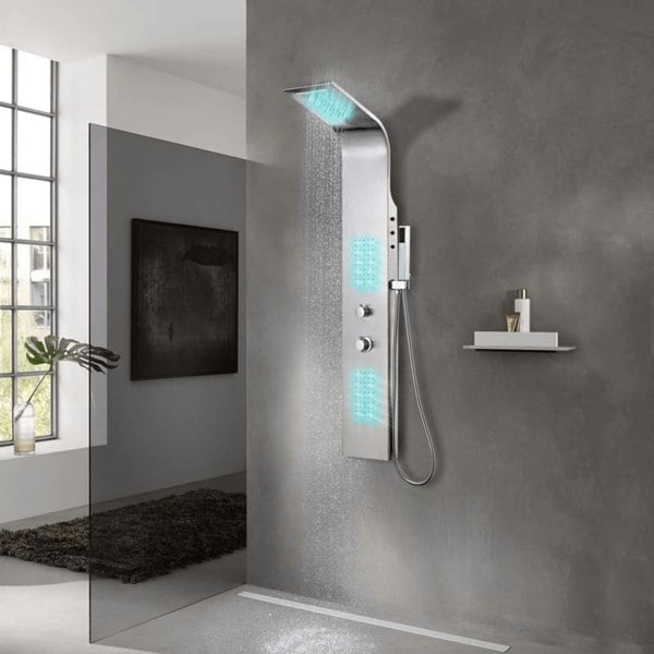 Berkfield Shower Panel System Stainless Steel Curved
