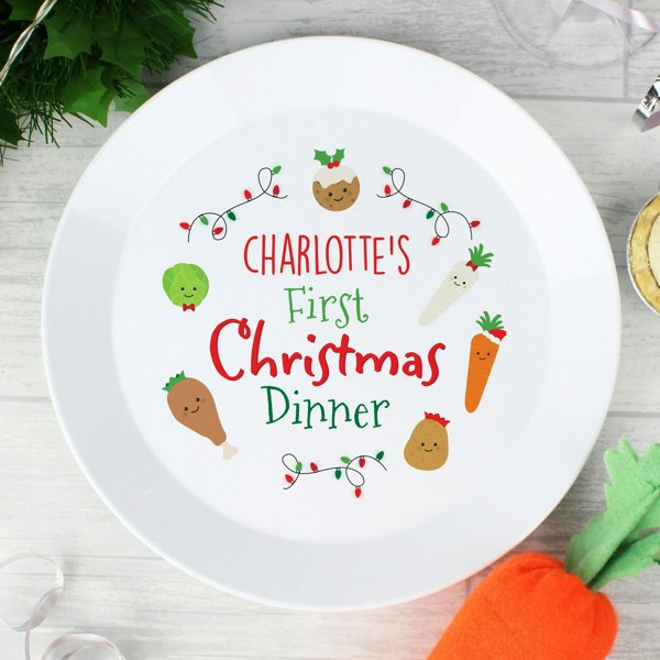 Personalised Memento Company Personalised 'First Christmas Dinner' Plastic Plate