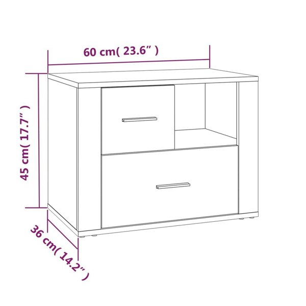Berkfield Bedside Cabinet White 60x36x45 cm Engineered Wood