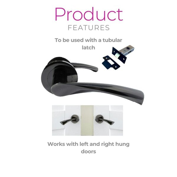 EDH Door Hardware MODERN BLACK Nickel TWIST DOOR HANDLES On Round Rose Door Handle Astrid